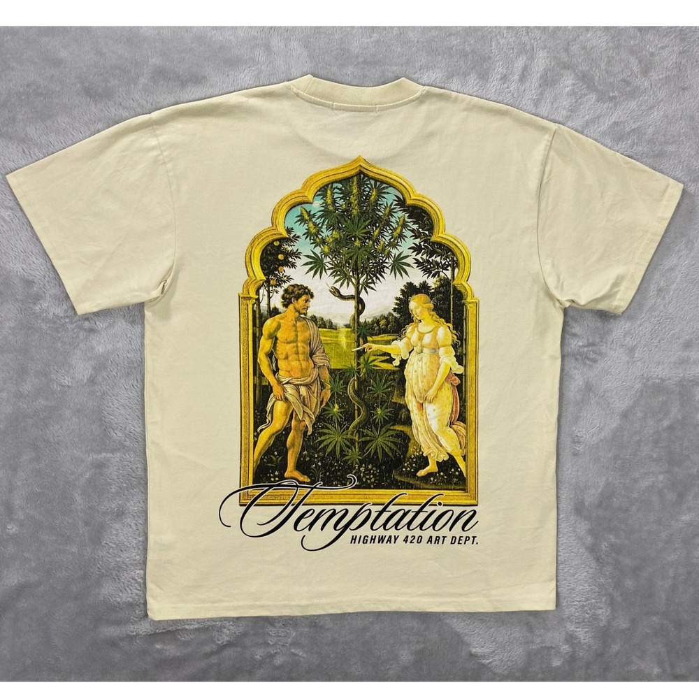 BrandMakers Garden of Eden Temptation Highway 420 Art Dept T-Shirt Men's M Cream